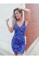 Short Velvet Sequin V-Neck Sleeveless Homecoming Dress / Prom Dress