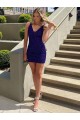 Short V-Neck Sleeveless Velvet Sequin Homecoming Dress / Prom Dress