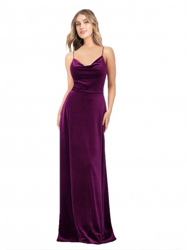 Shop Draped Neckline Spaghetti Straps Formal Velvet Bridesmaid Dress / Prom Dress Canada