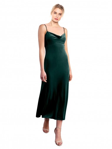 Shop Midi Cocktail Length Cowl Neck Velvet Slip Bridesmaid Dress / Prom Dress Canada