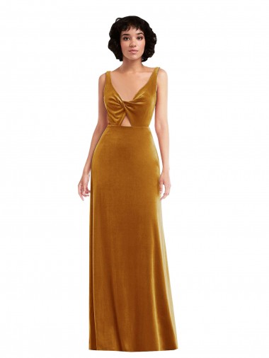 Shop Twist Front Cutout Velvet Maxi Bridesmaid Dress / Prom Dress with Pockets Canada