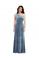 One Shoulder Draped Velvet Maxi Bridesmaid Dress / Prom Dress