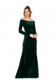 Off the Shoulder Long Sleeves Formal Stretch Velvet Bridesmaid Dress / Prom Dress