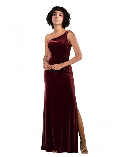 Shop Formal One Shoulder Floor-Length Velvet Bridesmaid Dress / Prom Dress Canada