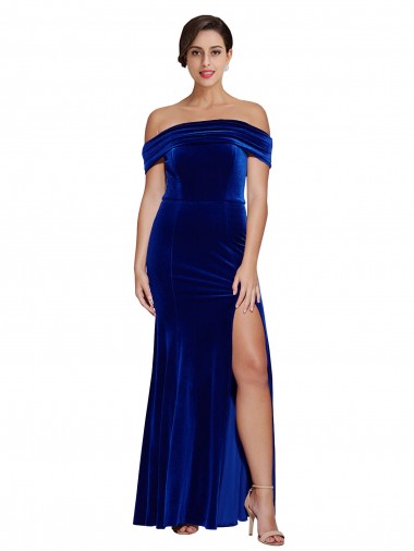 Shop Full Length Long Formal Velvet Bridesmaid Dress / Prom Dress with Side Split Canada