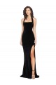 Halter Neck Wide Straps Long Velvet Bridesmaid Dress / Prom Dress with Side Split