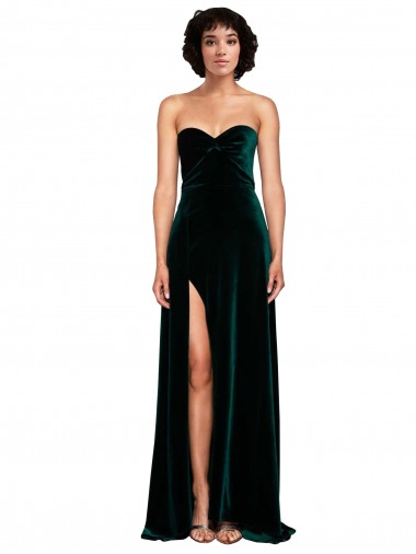 Shop Sweetheart Fluid Velvet Bridesmaid Dress / Prom Dress with High Split Canada